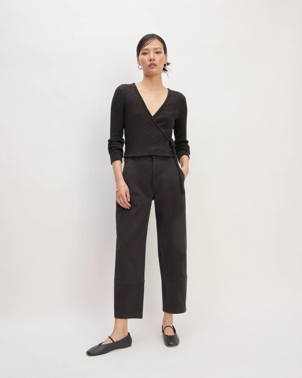 The Cozy Rib Wrap Top | Black - Image 3