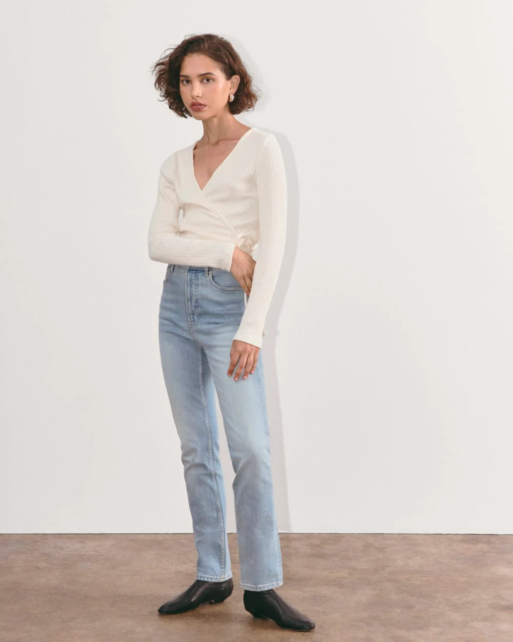The Cozy Rib Wrap Top | Bone - Image 3