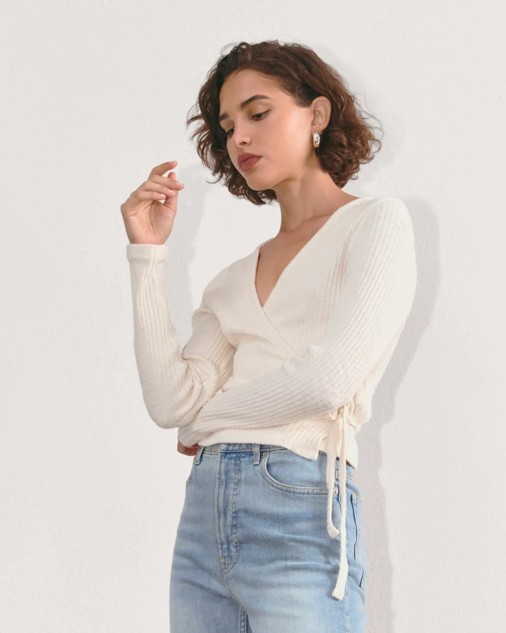 The Cozy Rib Wrap Top | Bone - Image 4