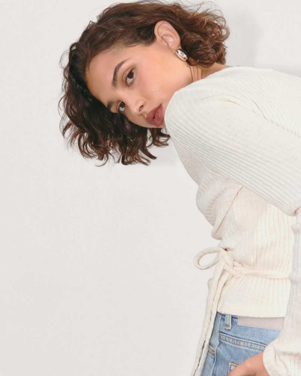 The Cozy Rib Wrap Top | Bone - Image 6