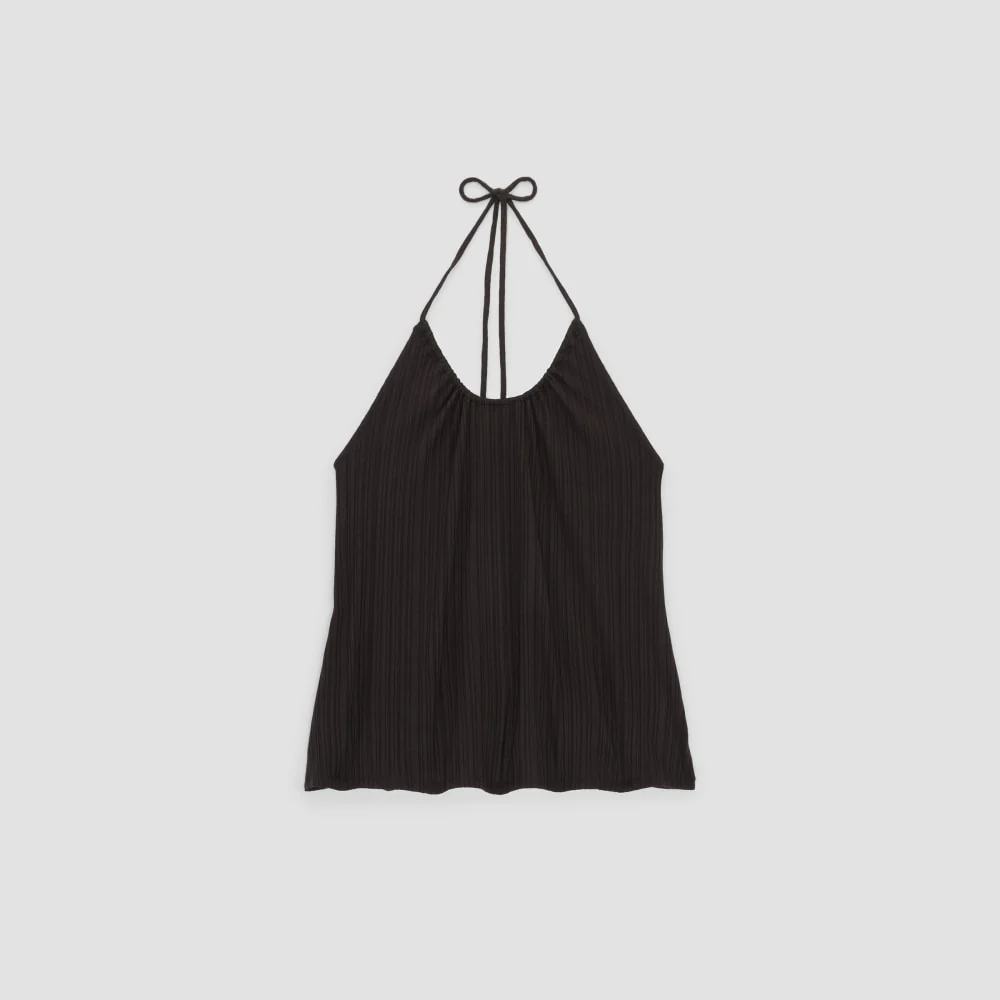 The Rib Soft Knit Halter Top | Black - Image 2