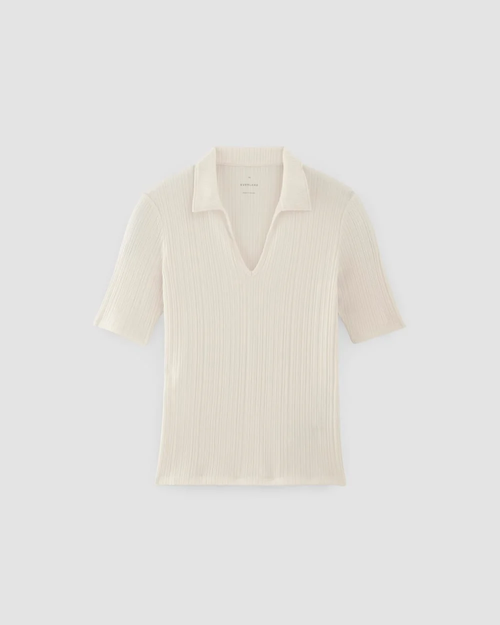 The Rib Soft Knit Open Collar Polo | Bone - Image 2