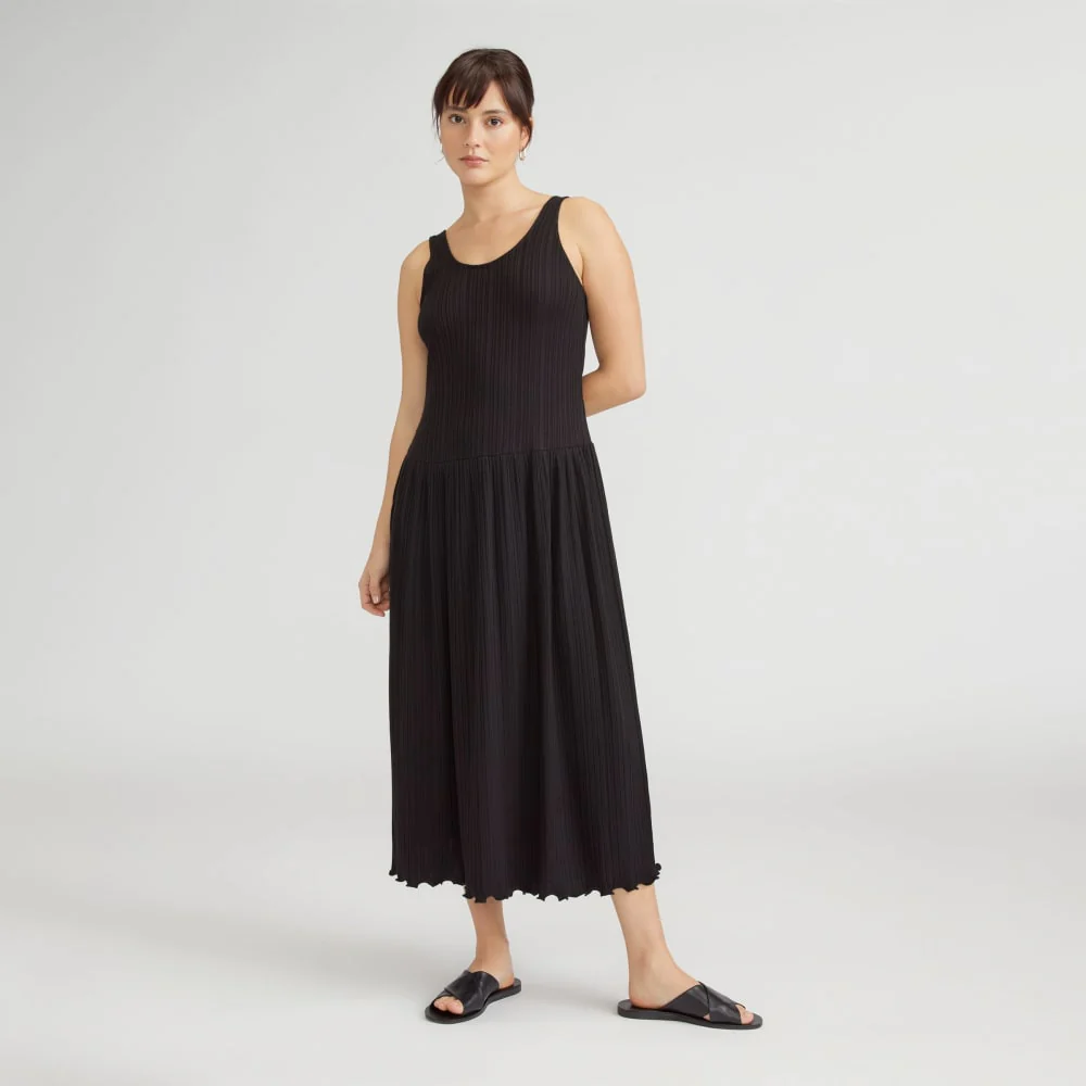 The Rib Soft Knit Scoop-Neck Dress | Black