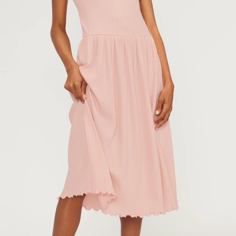 The Rib Soft Knit Scoop-Neck Dress | Petal Pink - Image 6