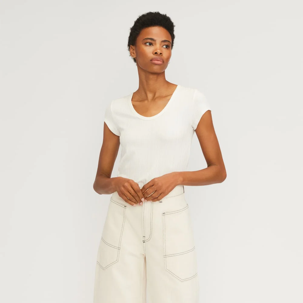 The Rib Soft Knit Scoop-Neck Tee | Bone