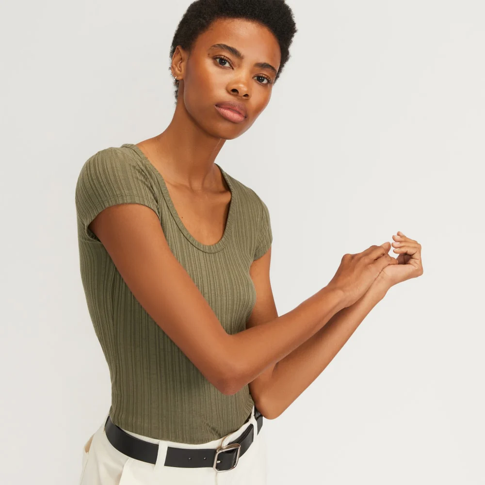 The Rib Soft Knit Scoop-Neck Tee | Kalamata - Image 4
