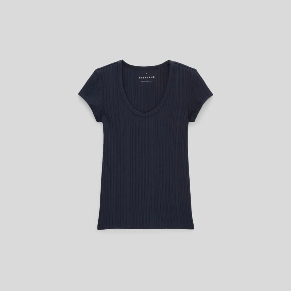 The Rib Soft Knit Scoop-Neck Tee | Navy - Image 2