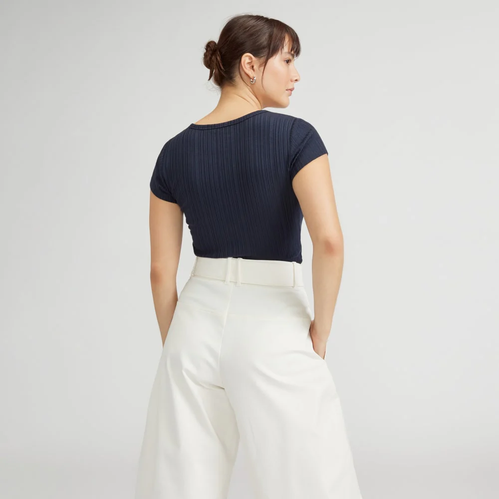 The Rib Soft Knit Scoop-Neck Tee | Navy - Image 3