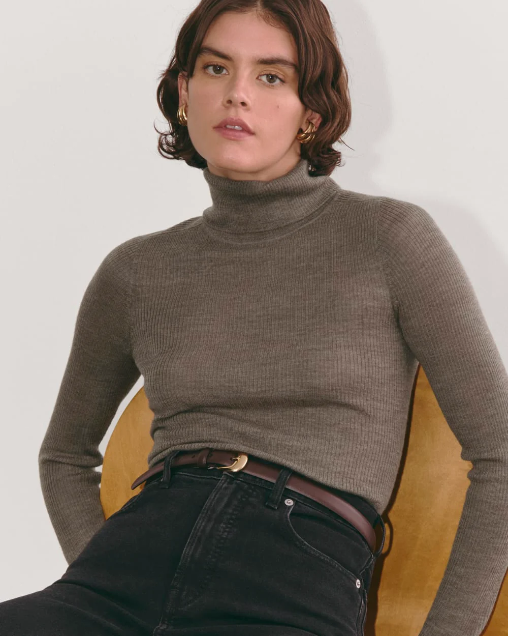 The Turtleneck in Ultrasoft Merino | Heather Cocoa - Image 3
