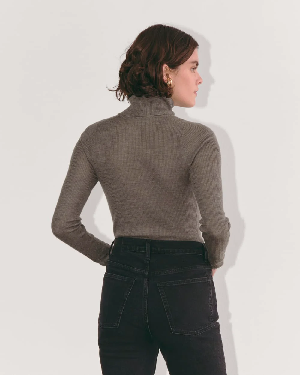The Turtleneck in Ultrasoft Merino | Heather Cocoa - Image 5