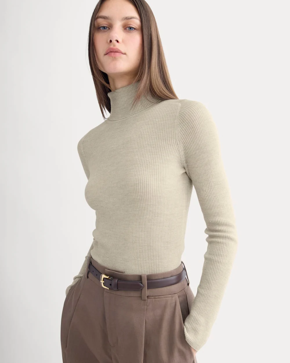The Turtleneck in Ultrasoft Merino | Heather Oatmeal - Image 4