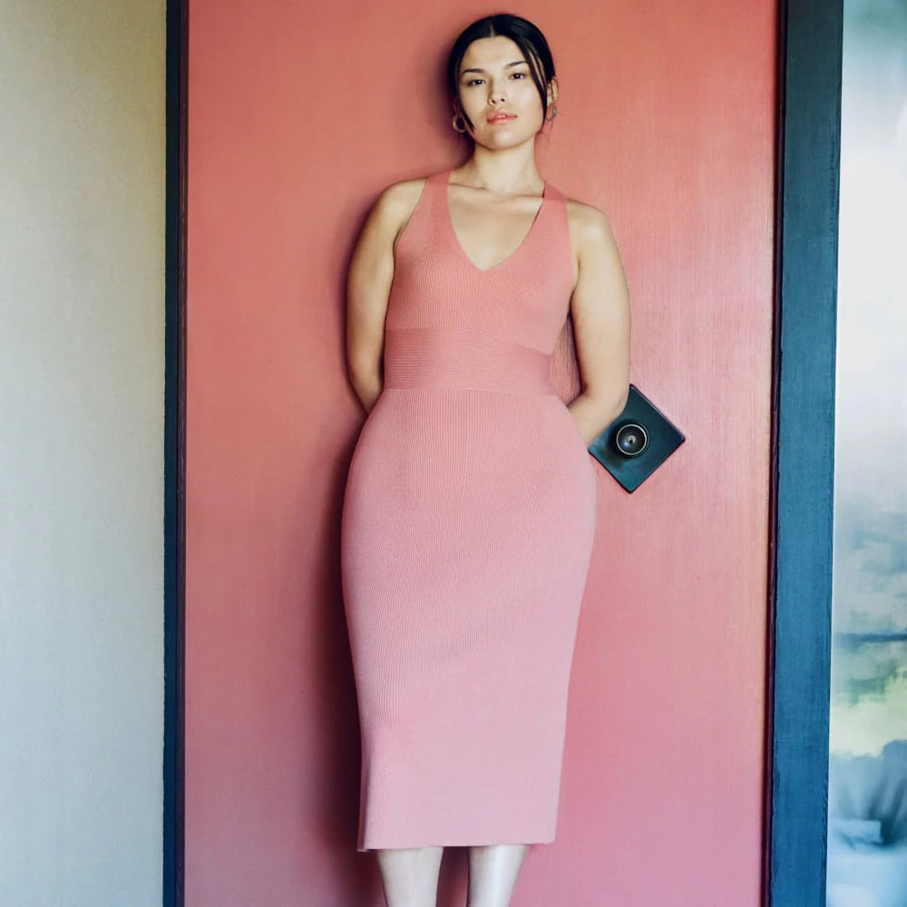 The Ribbed Cotton Cross-Back Dress | Tawny Pink - Image 5