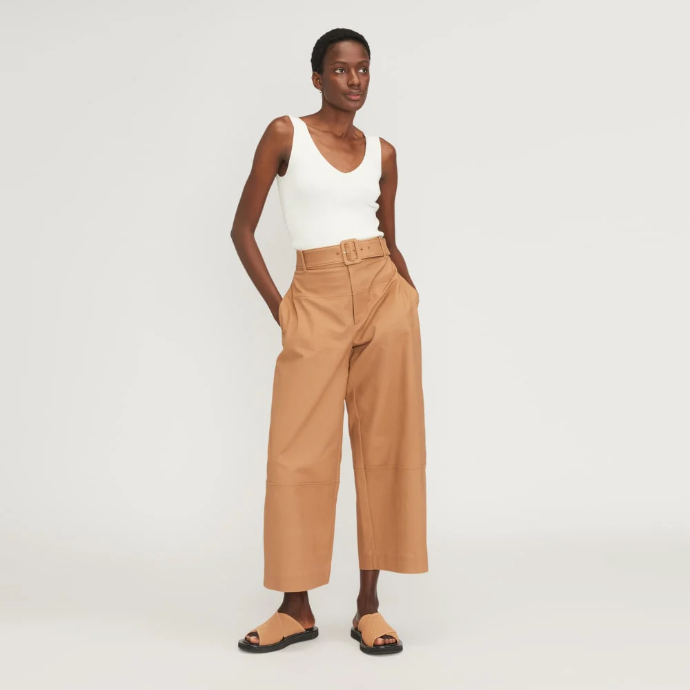The Ribbed Cotton Double V Top | Bone - Image 5
