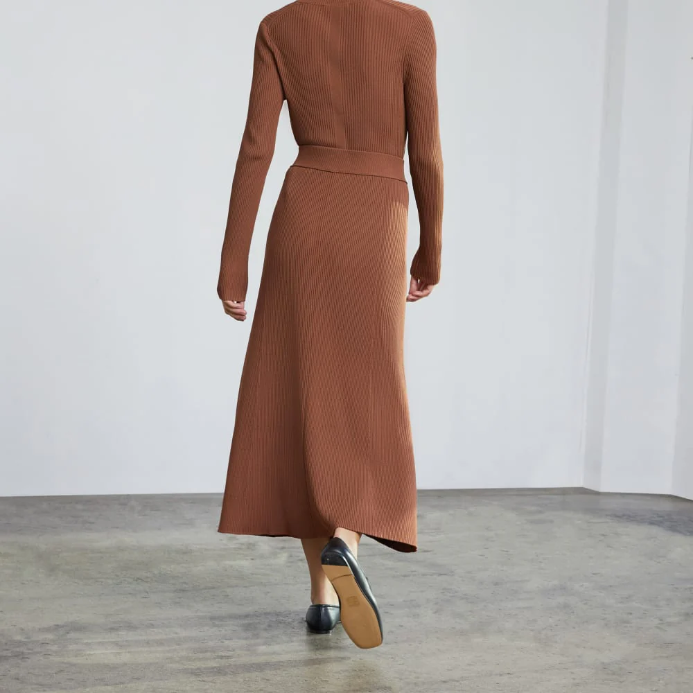 The Ribbed Knit Skirt | Cocoa Brown - Image 3