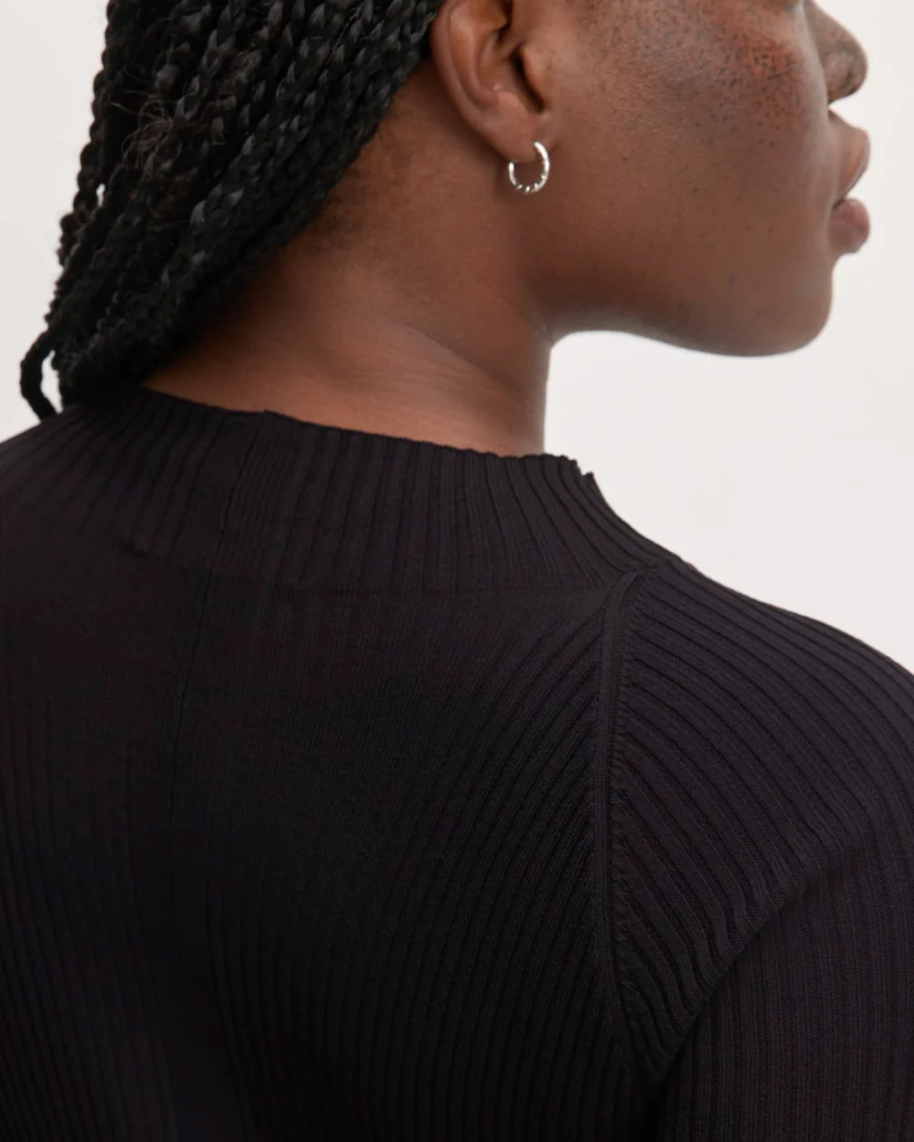 The Ribbed Mock Neck Midi Dress | Black - Image 4