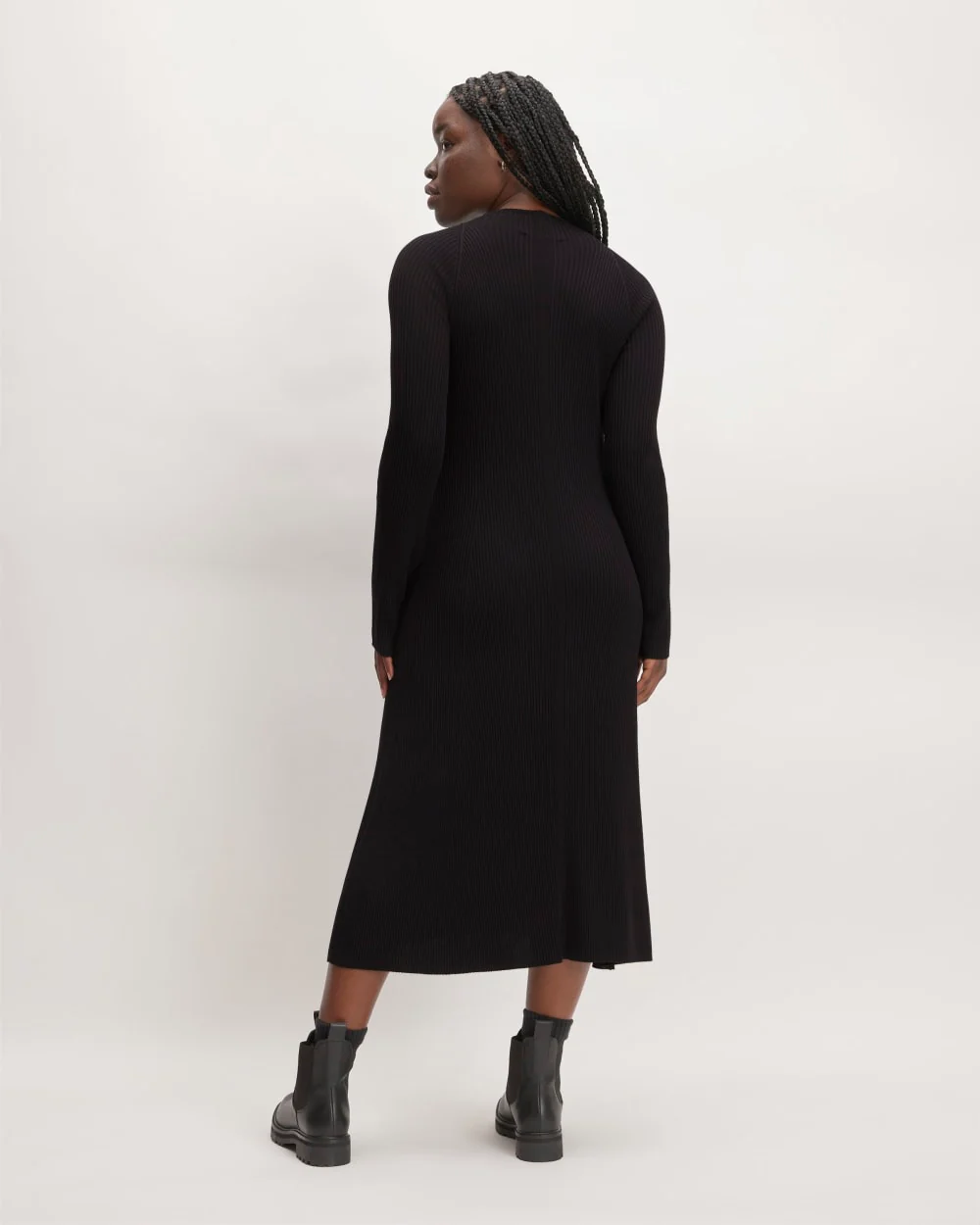 The Ribbed Mock Neck Midi Dress | Black - Image 6