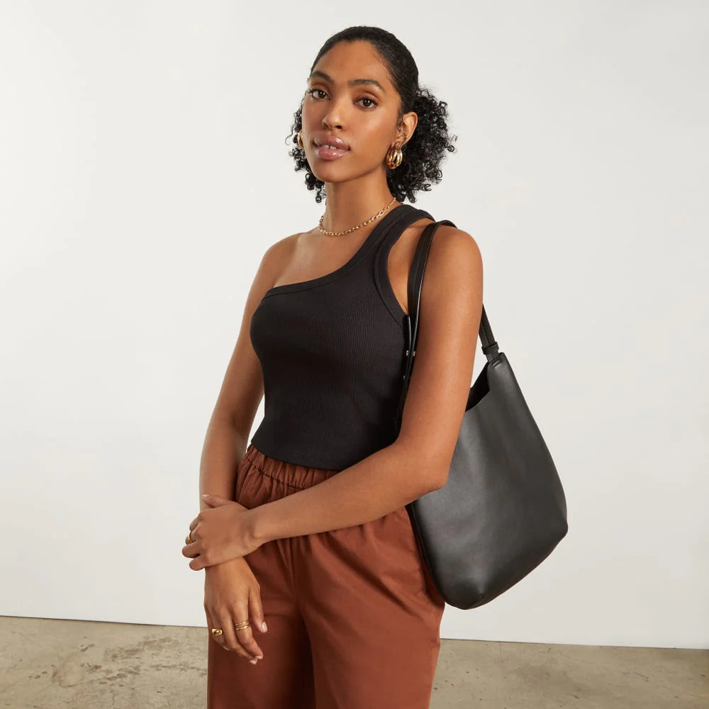 The Ribbed One-Shoulder Tank | Black - Image 6