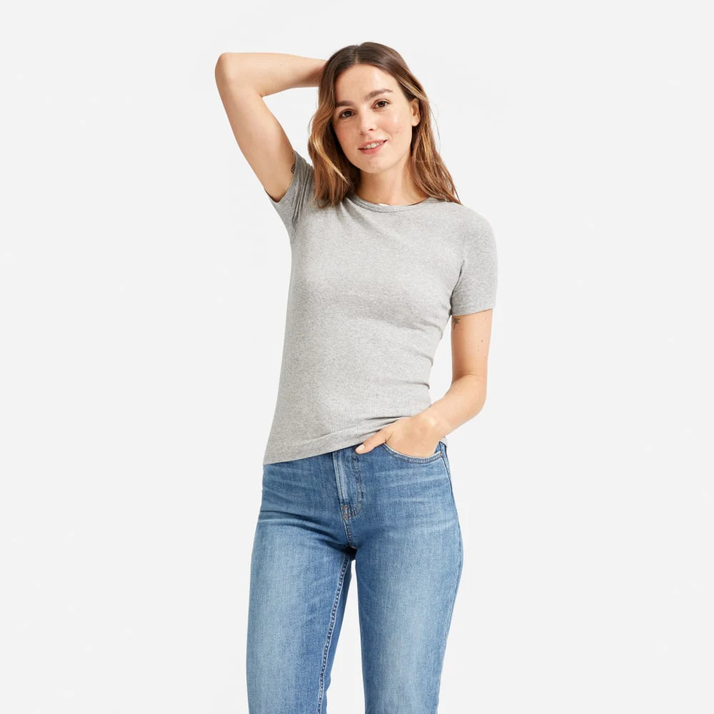 The Pima Micro-Rib Crew Tee | Heathered Grey - Image 2
