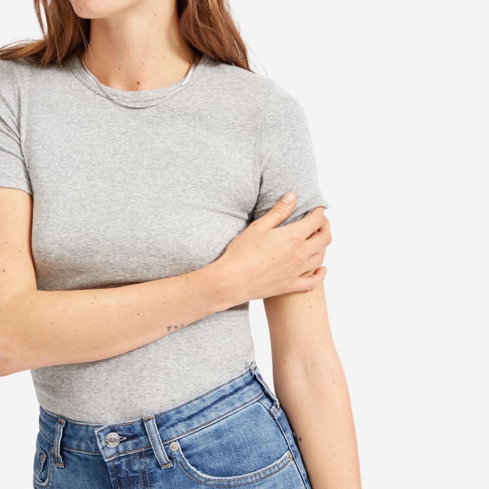 The Pima Micro-Rib Crew Tee | Heathered Grey - Image 3
