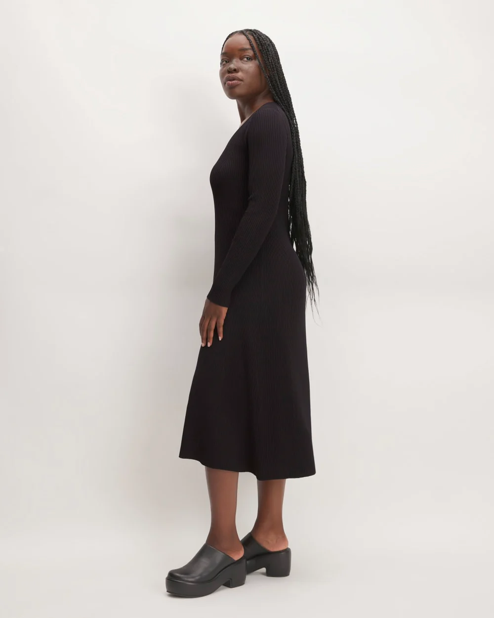 The Ribbed Scoopneck Dress | Black - Image 4