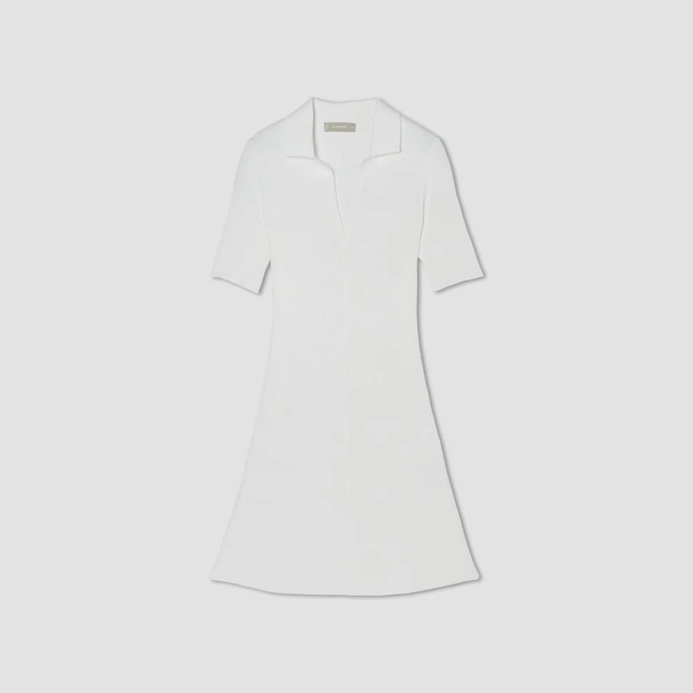 The Ribbed Short-Sleeve Polo Dress | White - Image 2