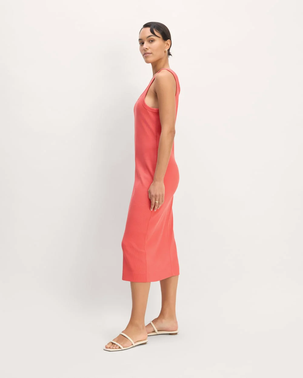 The ’90s Rib Dress | Coral - Image 3