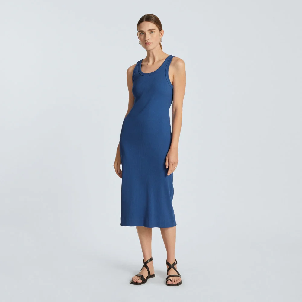 The ’90s Rib Dress | Deep Blue - Image 2