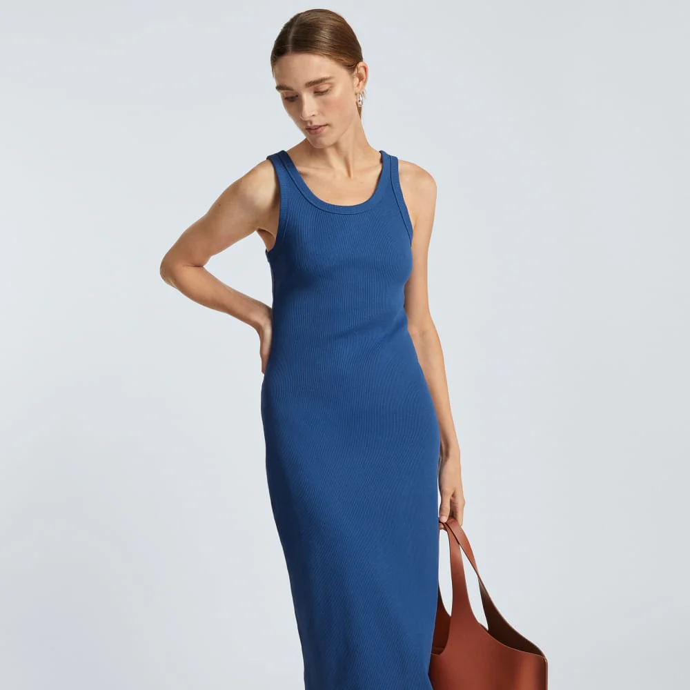The ’90s Rib Dress | Deep Blue - Image 5