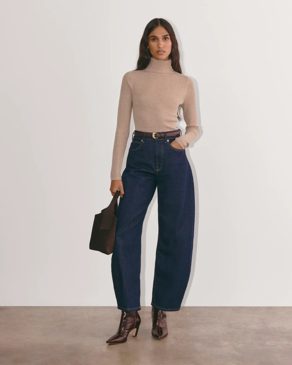 The Turtleneck in Lurex Merino | Rose Gold - Image 3