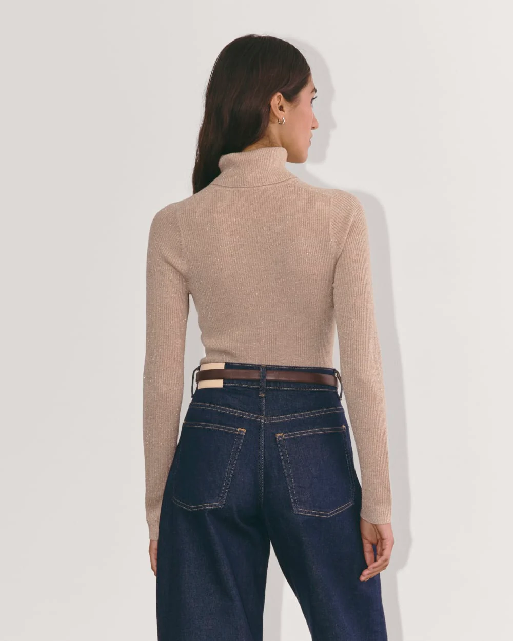 The Turtleneck in Lurex Merino | Rose Gold - Image 5