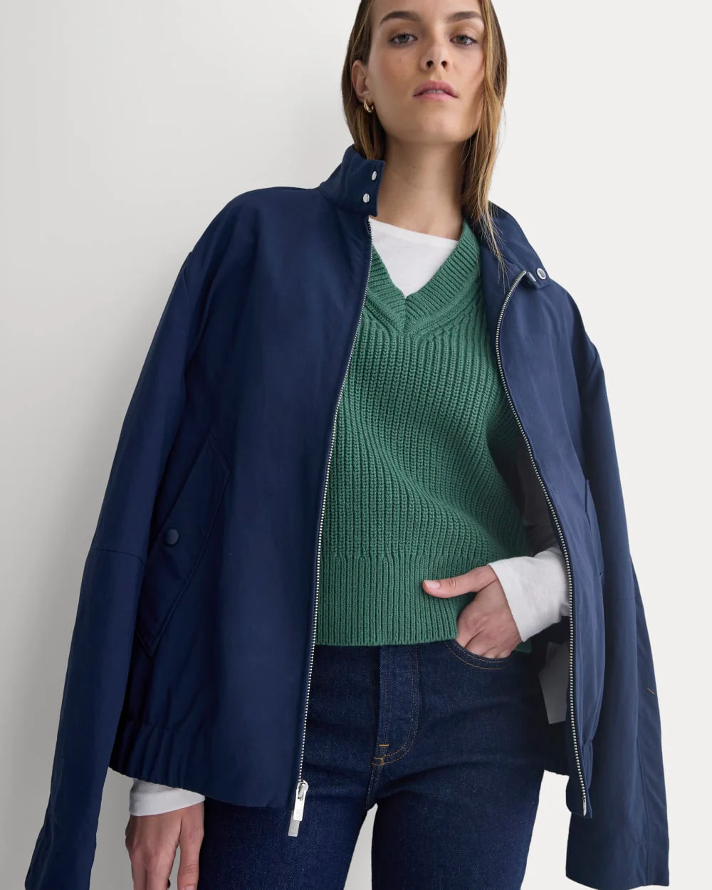 Ribbed V-Neck Vest in Everyday Cotton | Hunter Green - Image 4
