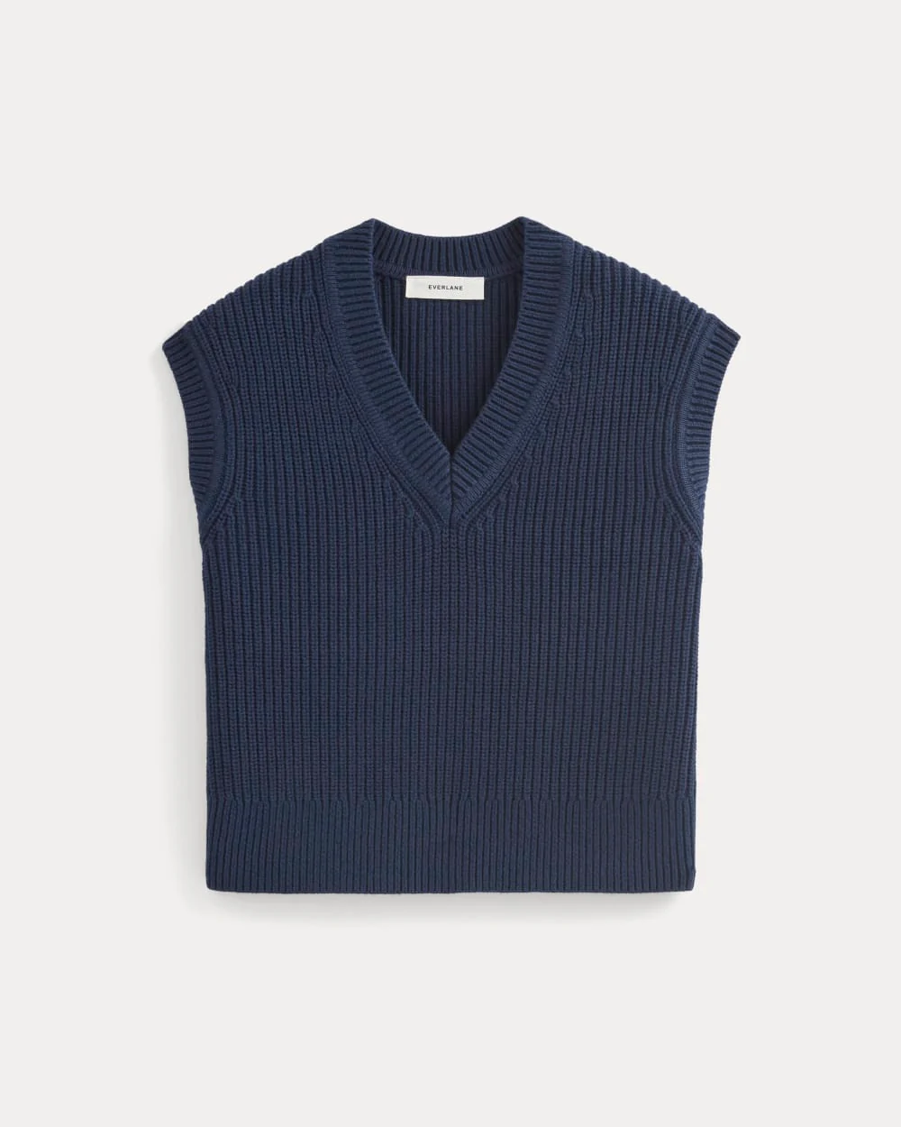 Ribbed V-Neck Vest in Everyday Cotton | Navy - Image 2