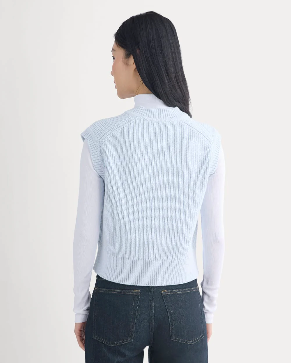 Ribbed V-Neck Vest in Everyday Cotton | Skywriting - Image 5