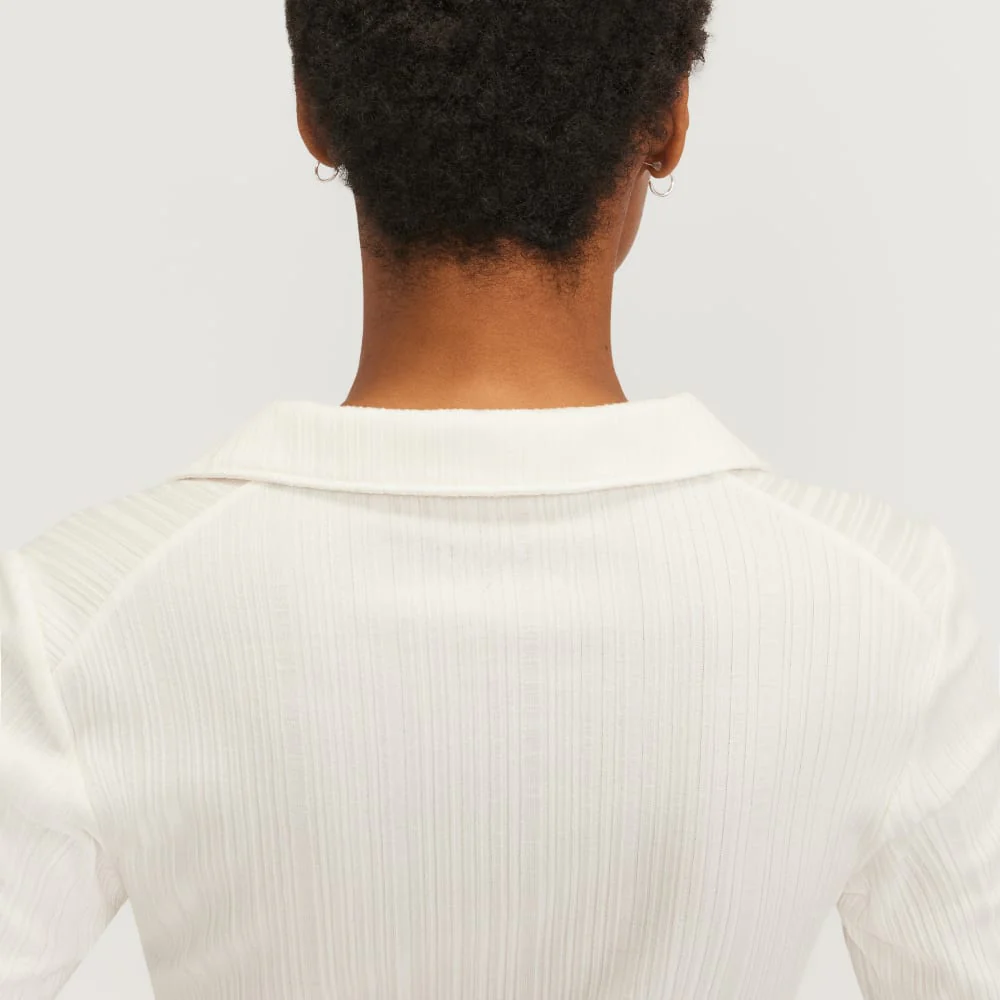 The Rib Soft Knit Open Collar Polo | Bone - Image 5