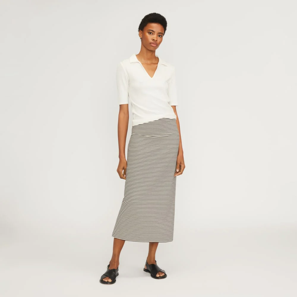 The Rib Soft Knit Open Collar Polo | Bone - Image 6