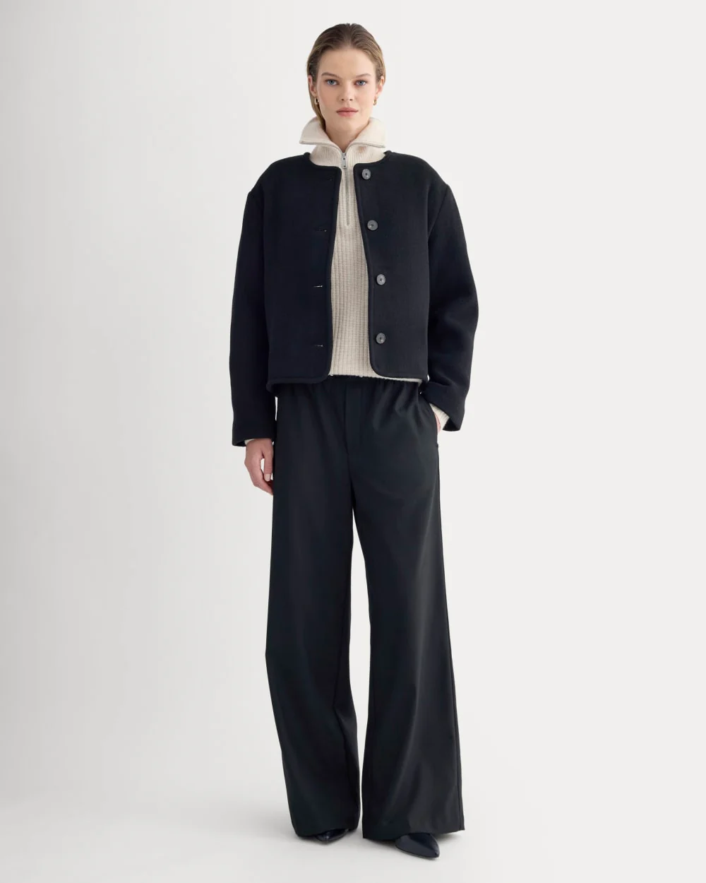The Cocoon Coat in Wool | Black - Image 3