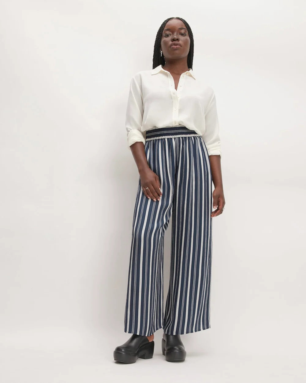 The Satin Pull-On Pant |  Navy / Bone - Image 3