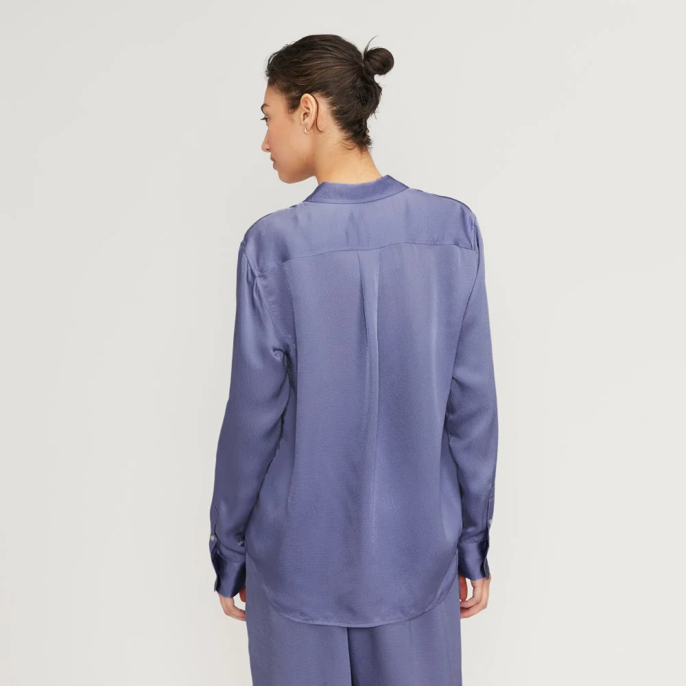 The Satin Relaxed Shirt | Cornflower Blue - Image 3