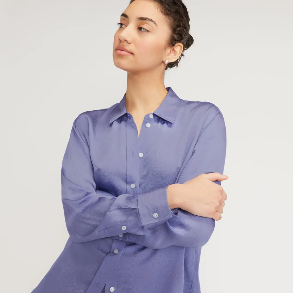The Satin Relaxed Shirt | Cornflower Blue - Image 4