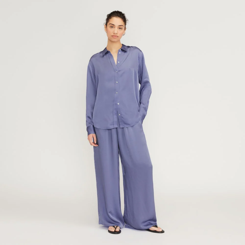 The Satin Relaxed Shirt | Cornflower Blue - Image 6