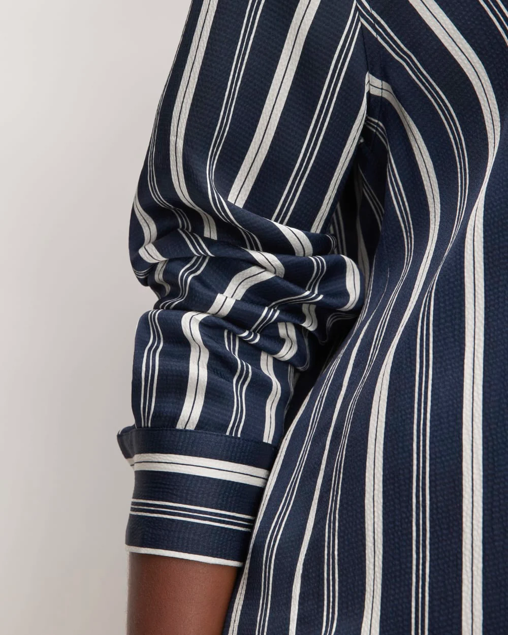 The Satin Relaxed Shirt | Navy / Bone - Image 5