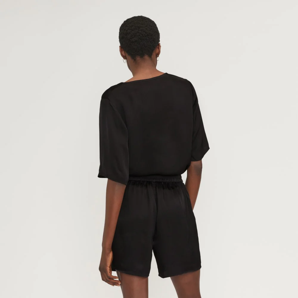 The Satin Relaxed Tee | Black - Image 3