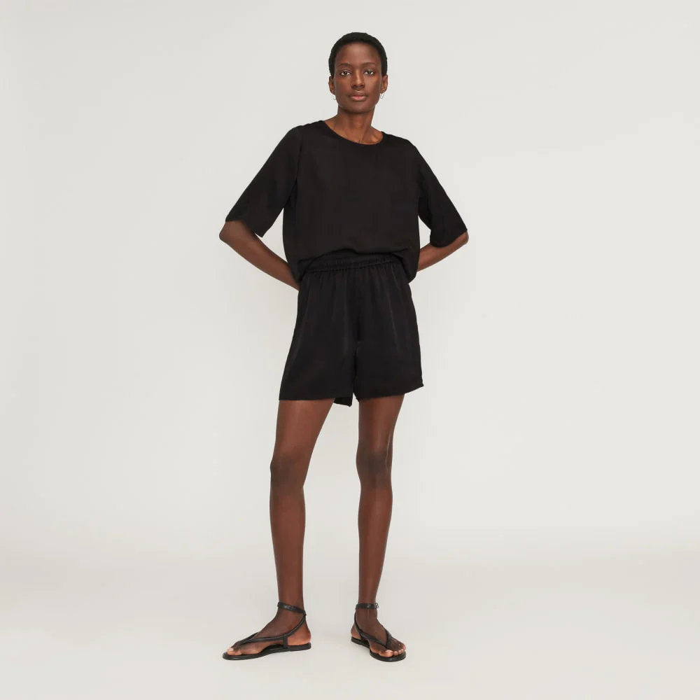 The Satin Relaxed Tee | Black - Image 5