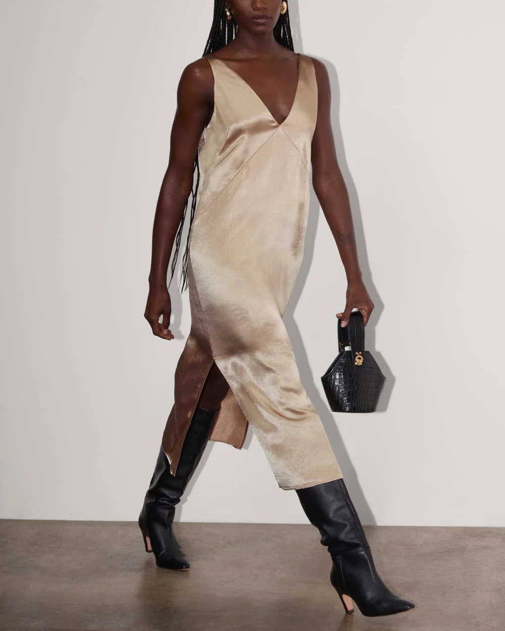 The Satin Slip Dress | Champagne - Image 4