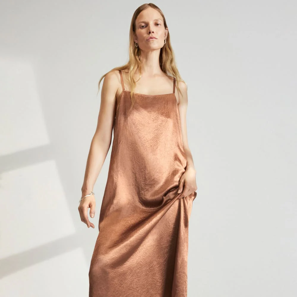 The Satin Square-Neck Slip Dress | Carob Brown - Image 5