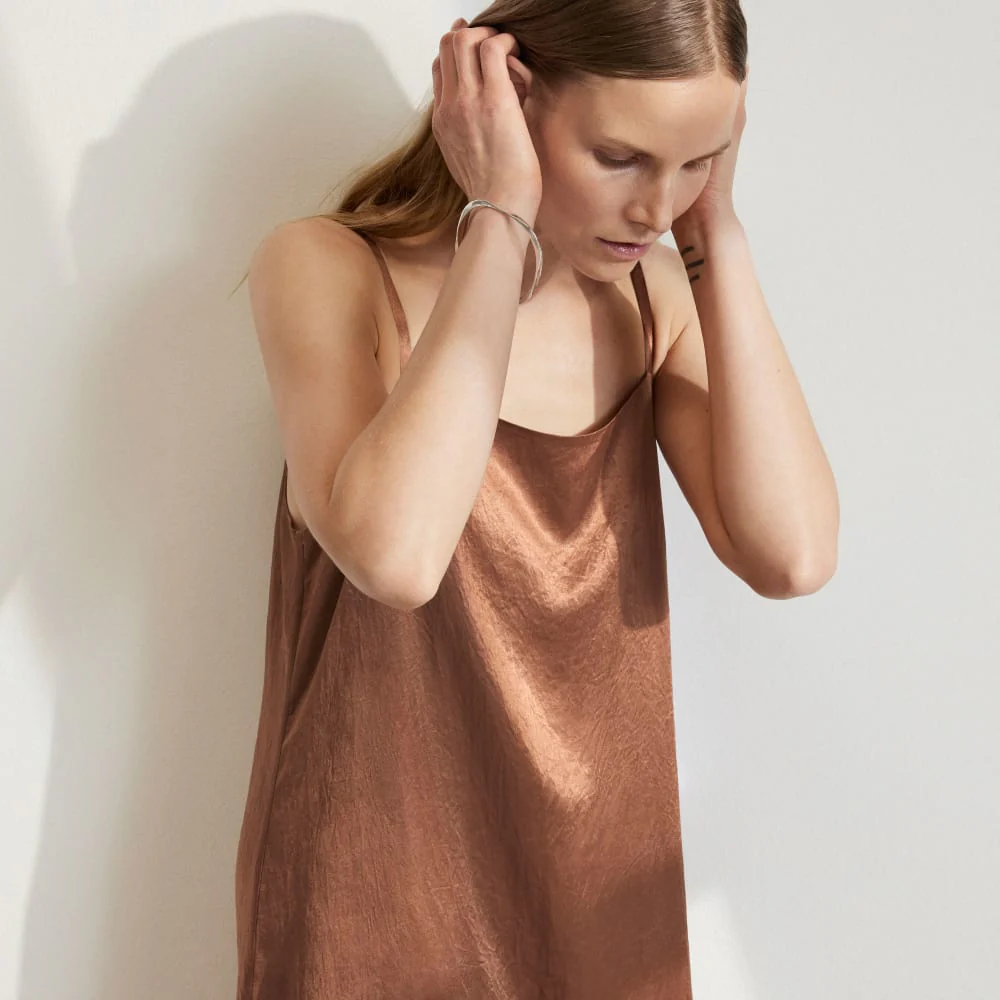 The Satin Square-Neck Slip Dress | Carob Brown - Image 6