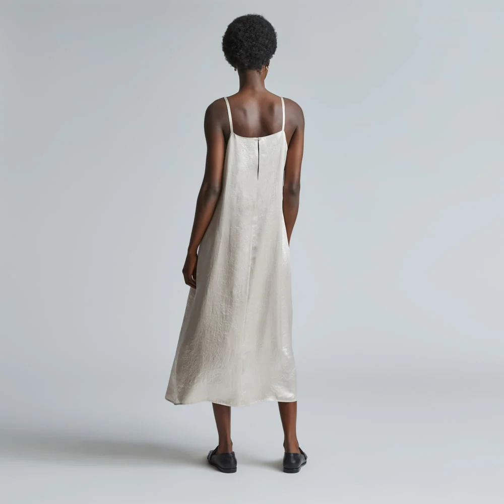 The Satin Square-Neck Slip Dress | Cream - Image 3