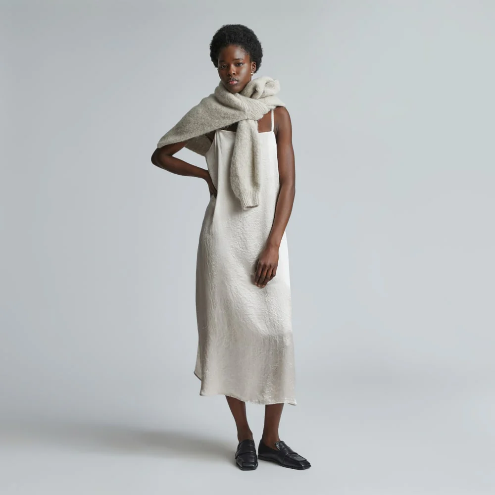 The Satin Square-Neck Slip Dress | Cream - Image 6