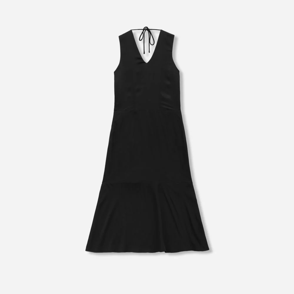 The Satin V-Neck Maxi Dress | Black - Image 2