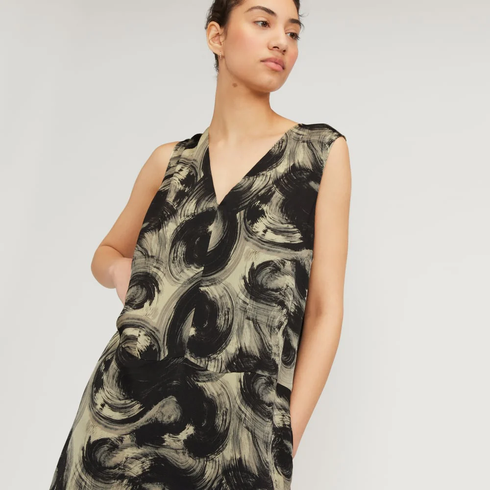 The Satin V-Neck Maxi Dress | Pale Yellow / Black - Image 5